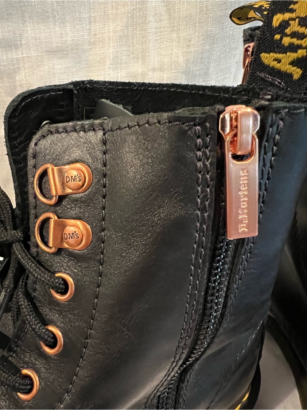 Dr. Martens Black Leather Pascal Combat boots with rose gold hardware - Picture 4 of 10